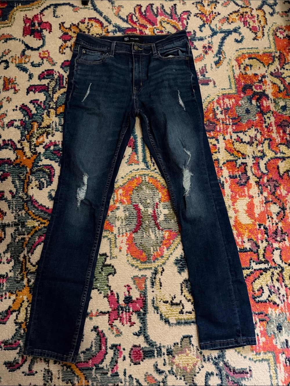 RSQ Men’s Dark Blue Skinny Distressed Jeans